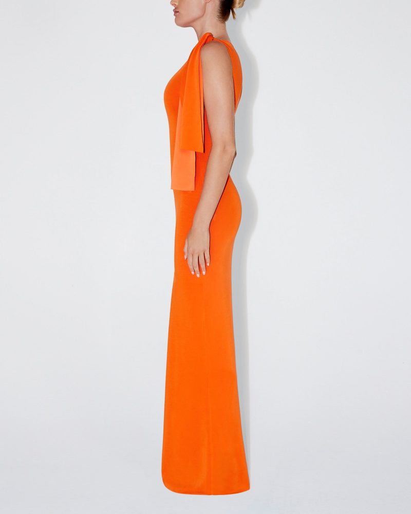 MADISON SUEDED KNOTTED MAXI DRESS PAPAYA SUEDED 0033