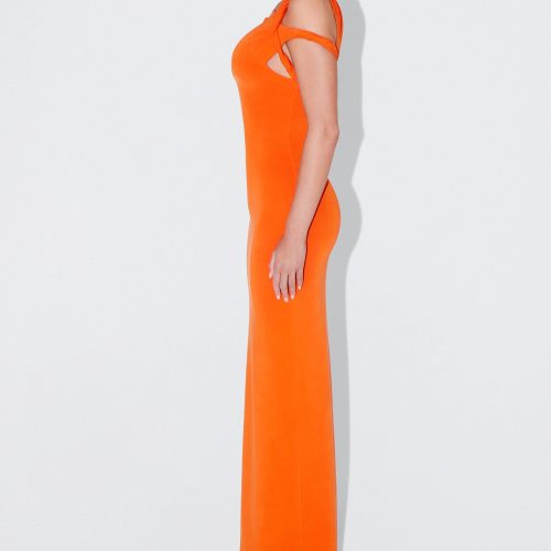 MADISON SUEDED TWIST MAXI DRESS PAPAYA SUEDED 0011