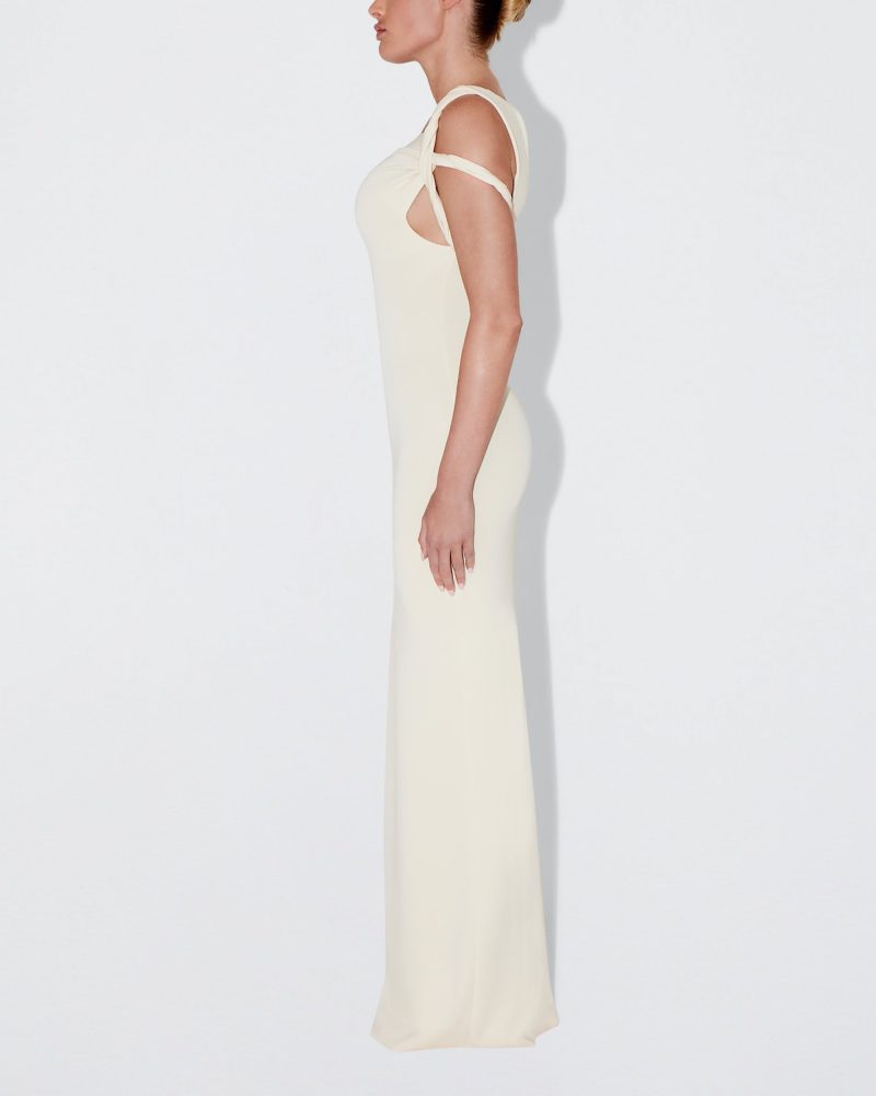 MADISON SUEDED TWIST MAXI DRESS STONE SUEDED 0027