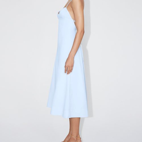 NATALIE POPLIN LOW BACK MIDI DRESS ICE BLUE 0029