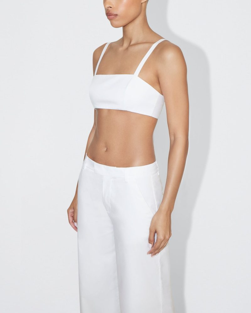 NATALIE POPLIN LOW RISE TROUSER WHITE POPLIN BRALETTE WHITE 0002