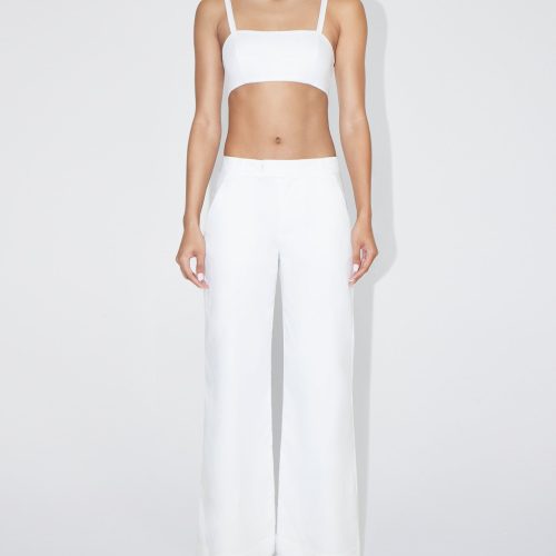 NATALIE POPLIN LOW RISE TROUSER WHITE POPLIN BRALETTE WHITE 0014