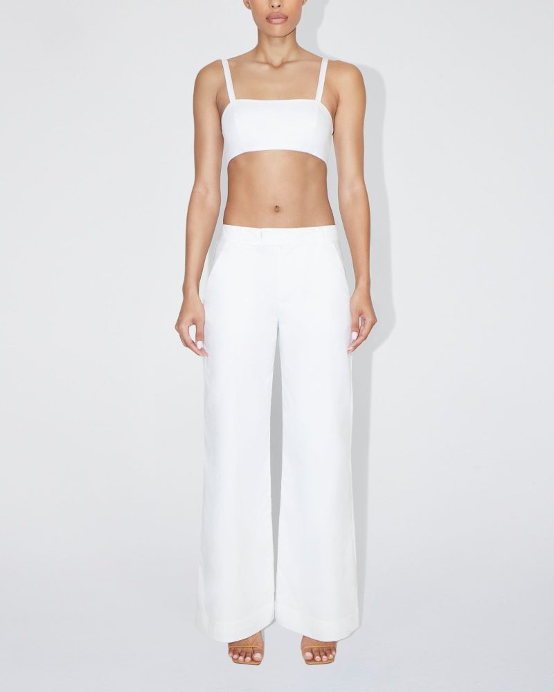 NATALIE POPLIN LOW RISE TROUSER WHITE POPLIN BRALETTE WHITE 0014