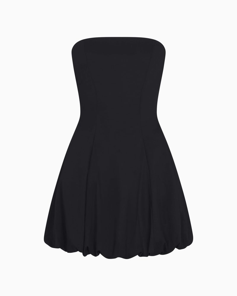 POPLIN BUBBLE MINI DRESS POPLIN BLACK