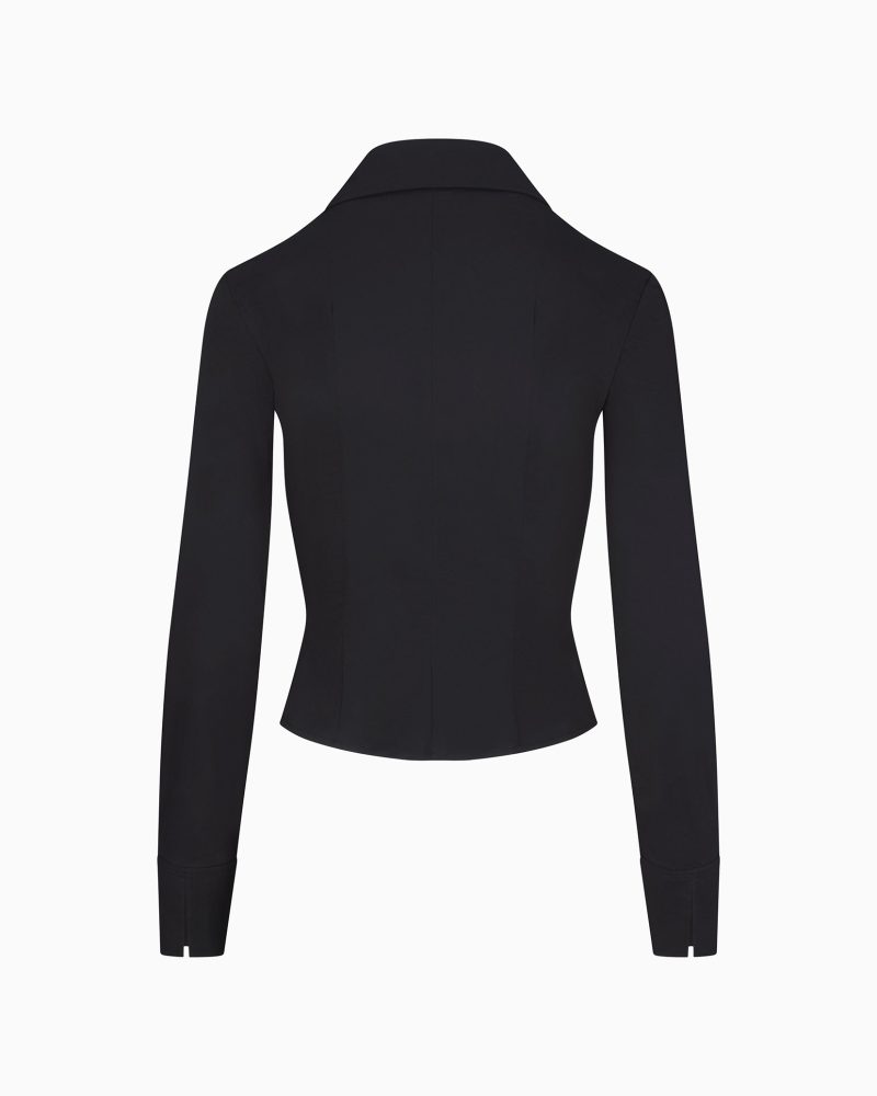 POPLIN COLLARED ZIP SHIRT POPLIN BLACK B