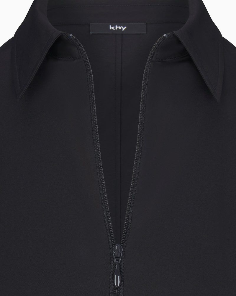 POPLIN COLLARED ZIP SHIRT POPLIN BLACK F DET