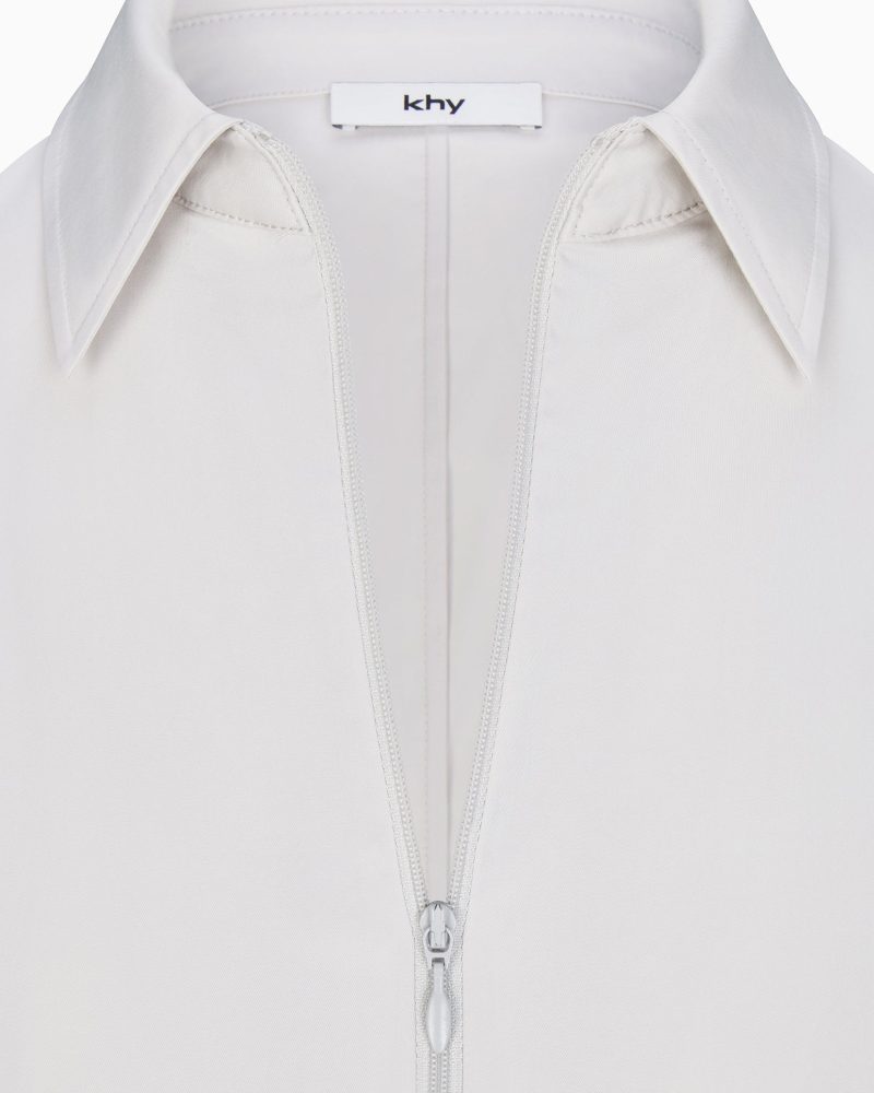 POPLIN COLLARED ZIP SHIRT POPLIN LT GREY DET