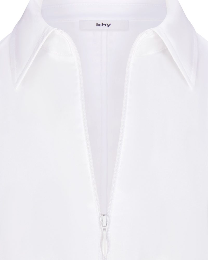 POPLIN COLLARED ZIP SHIRT POPLIN WHITE F DET