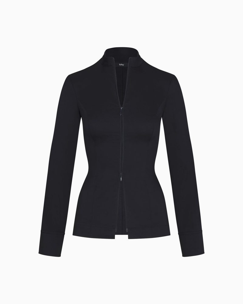 POPLIN LONG ZIP SHIRT POPLIN BLACK OPEN