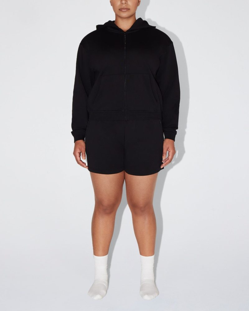 SOPHIA SHORTS LONGER BLACK ZIP HOODIE BLACK 0003