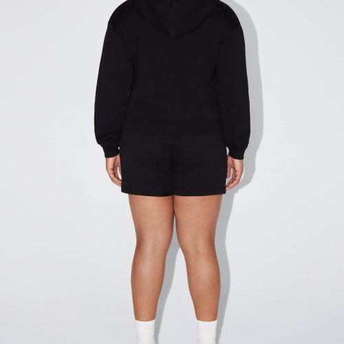 SOPHIA SHORTS LONGER BLACK ZIP HOODIE BLACK 0019