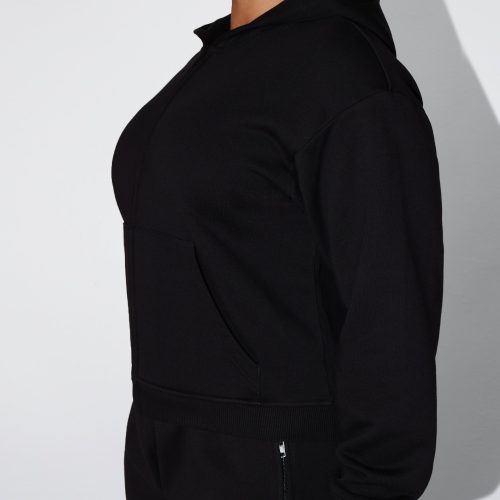 SOPHIA SHORTS LONGER BLACK ZIP HOODIE BLACK 0023