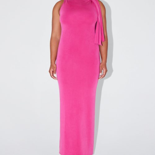 SOPHIA SUEDED KNOTTED MAXI DRESS FUCHSIA SUEDED 0007