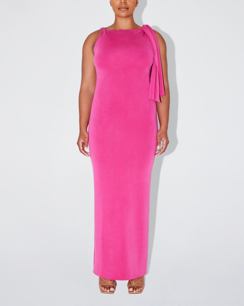 SOPHIA SUEDED KNOTTED MAXI DRESS FUCHSIA SUEDED 0007