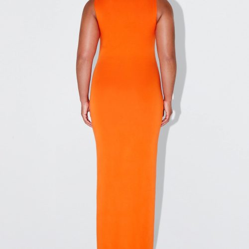 SOPHIA SUEDED KNOTTED MAXI DRESS PAPAYA SUEDED 0019