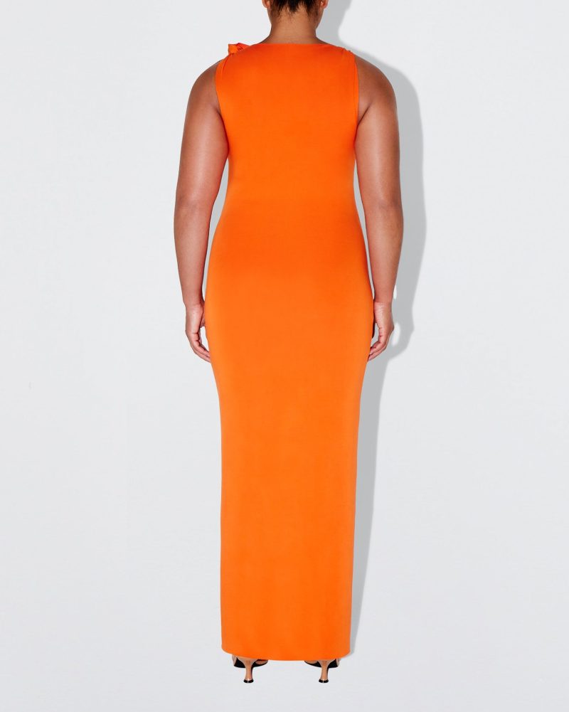 SOPHIA SUEDED KNOTTED MAXI DRESS PAPAYA SUEDED 0019