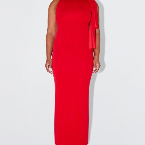 SOPHIA SUEDED KNOTTED MAXI DRESS TOMATO SUEDED 0005 ab402421 172c 4ca1 8309 47f45df0eba6