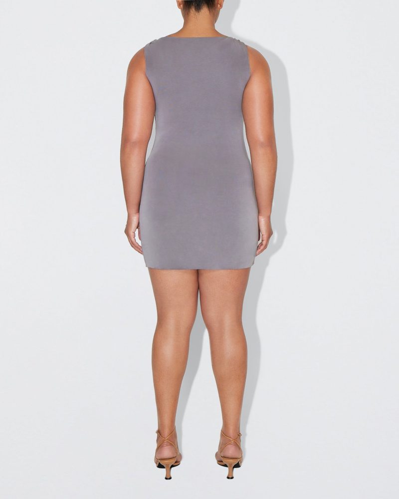 SOPHIA SUEDED STRETCH KNOTTED MINI DRESS STEEL GREY SUEDED 0022