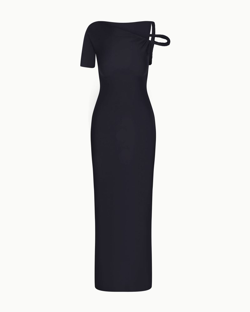 TWISTED MAXI DRESS NYLON BLACK F