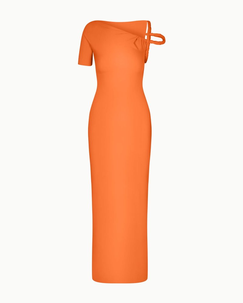 TWISTED MAXI DRESS NYLON PAPAYA F