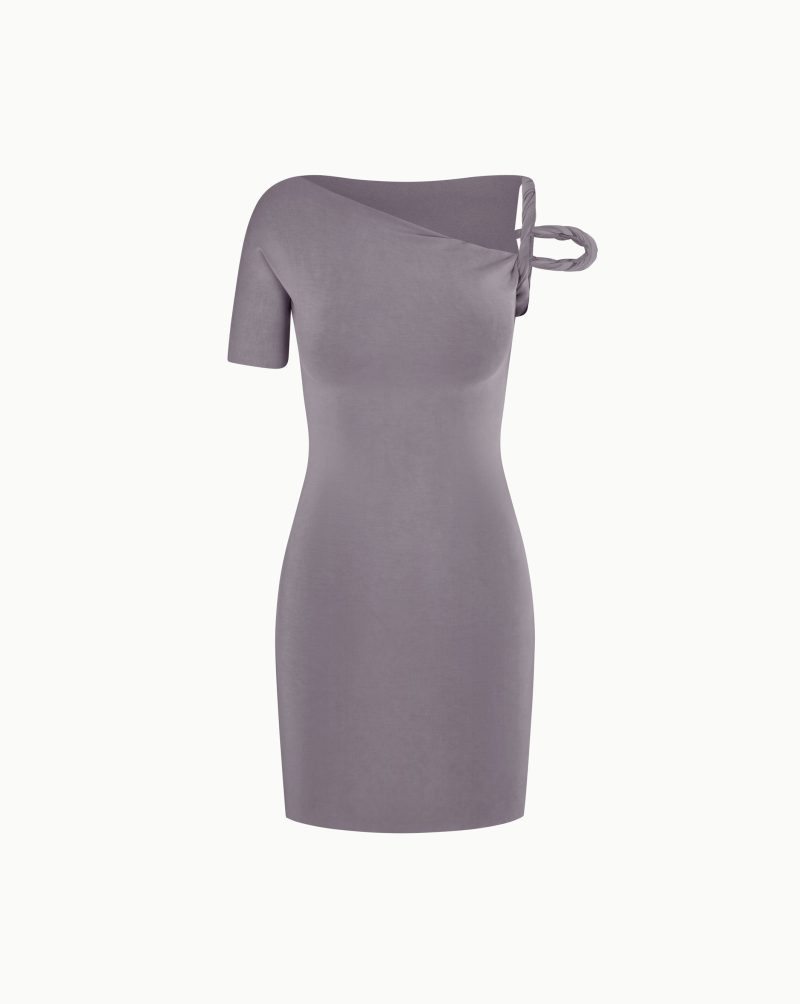 TWISTED MINI DRESS SUEDE GREY F